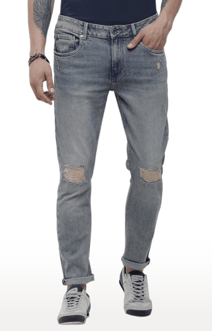 Voi Jeans | Men's Grey Cotton Slim Jeans 0