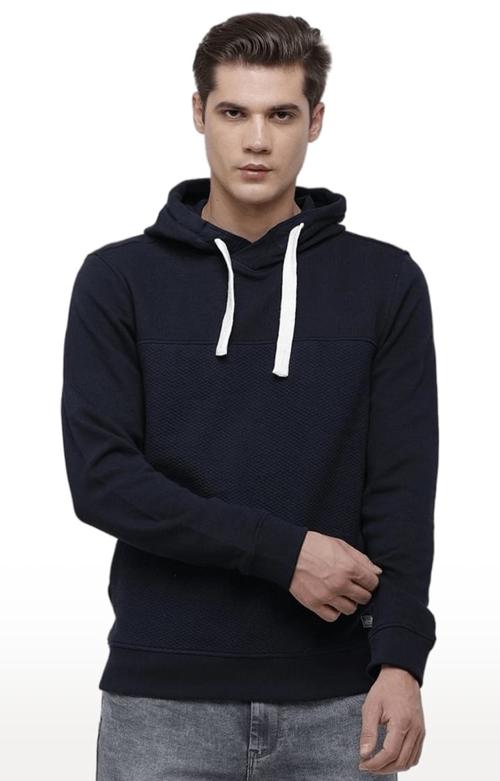 Voi Jeans | Men's Navy Blue Cotton Solid hoodie 0