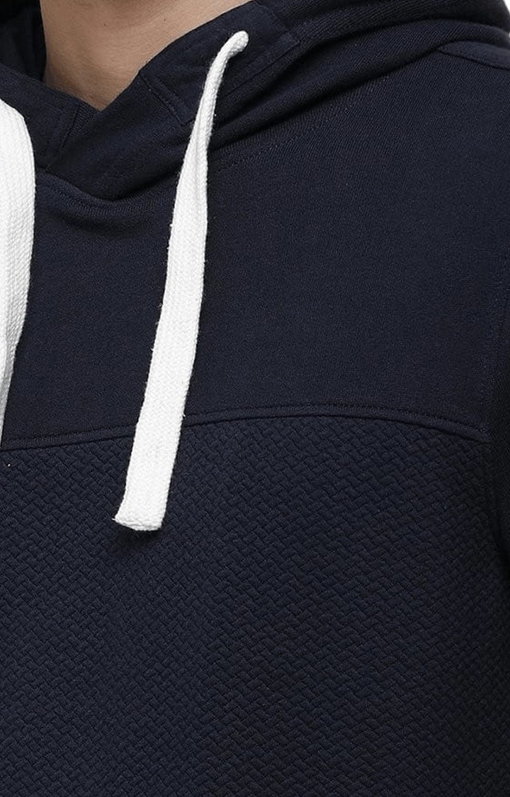 Voi Jeans | Men's Navy Blue Cotton Solid hoodie 3