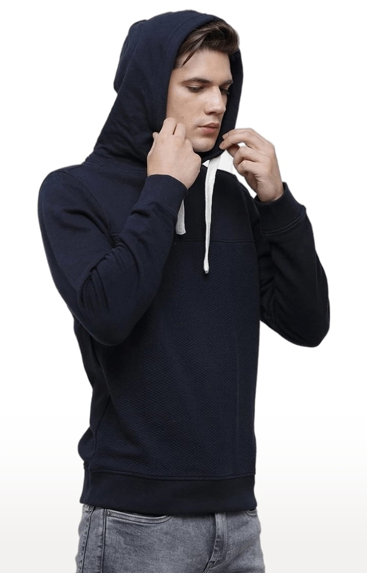 Voi Jeans | Men's Navy Blue Cotton Solid hoodie 1