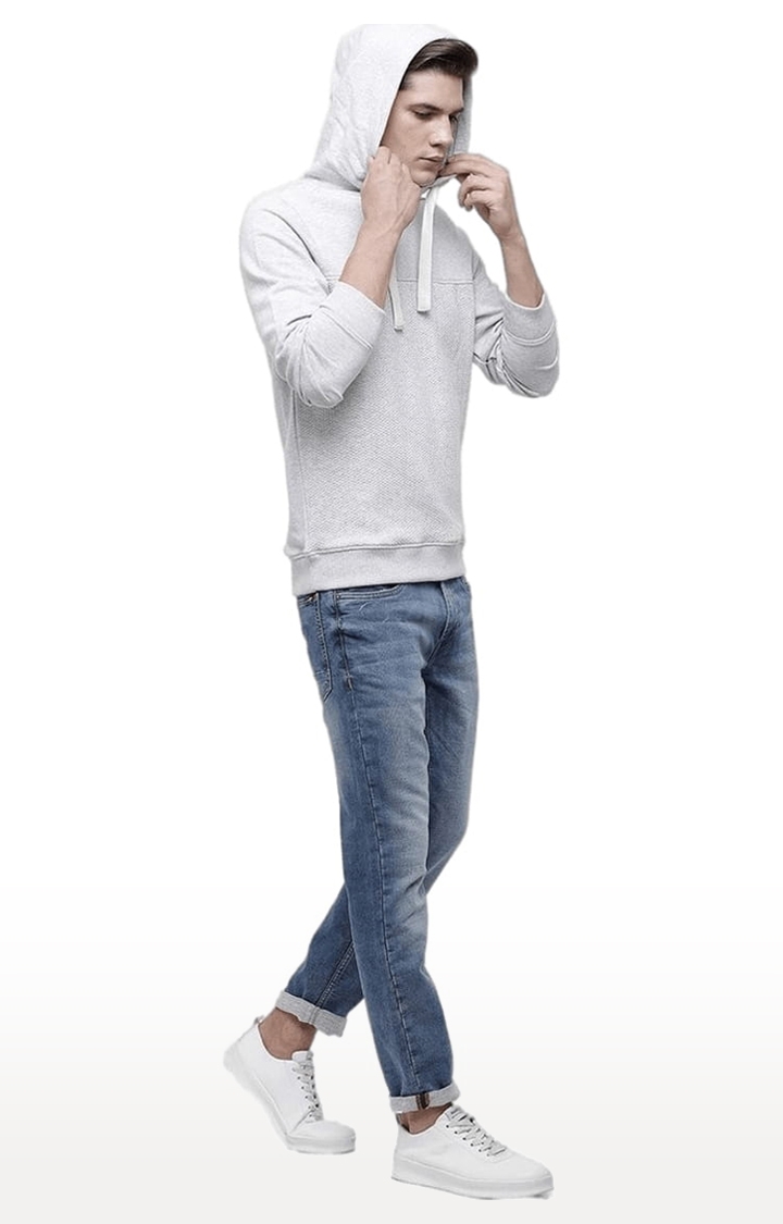 Voi Jeans | Men's Grey Cotton Textured hoodie 1
