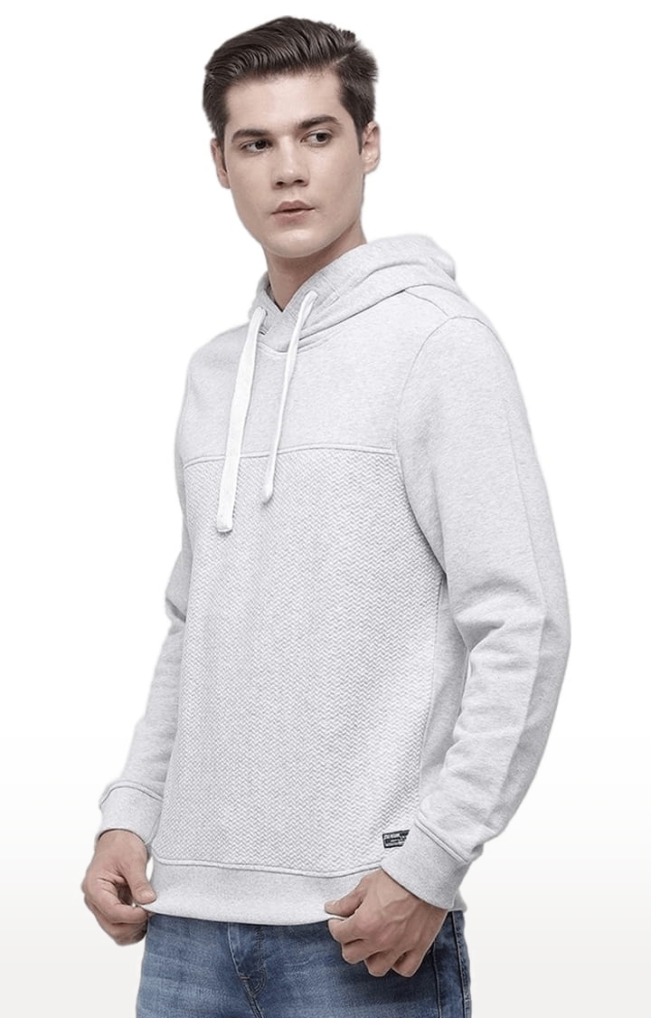 Voi Jeans | Men's Grey Cotton Textured hoodie 2