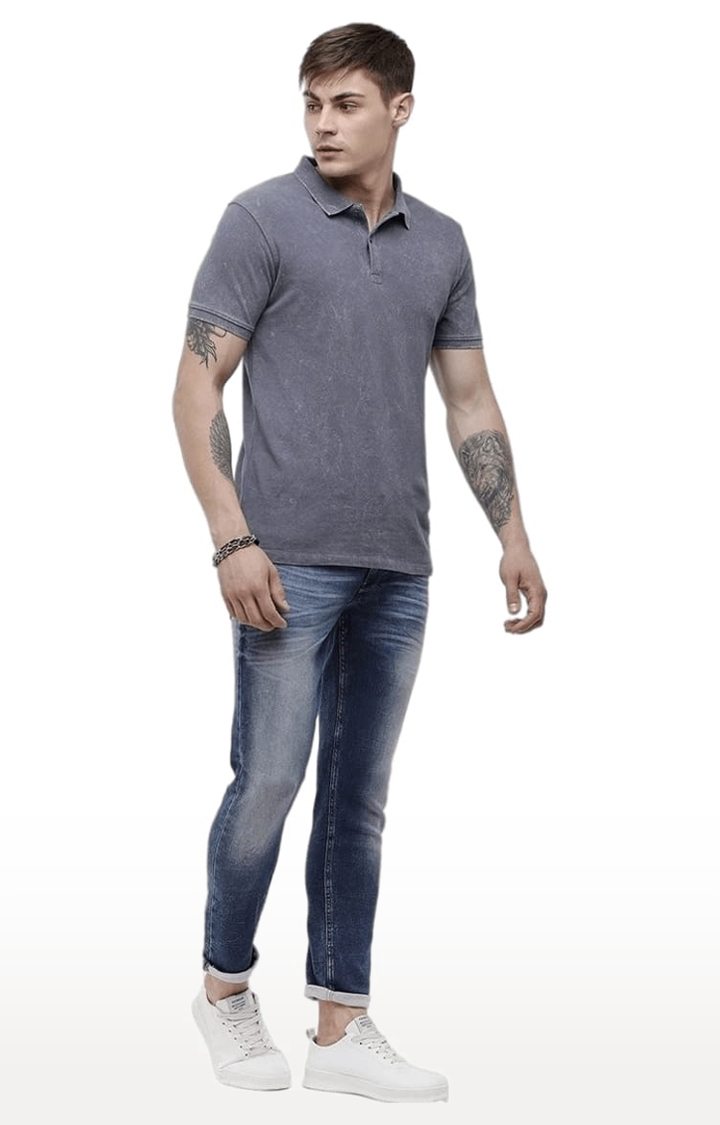 Voi Jeans | Men's Grey Cotton Solid Polos 1