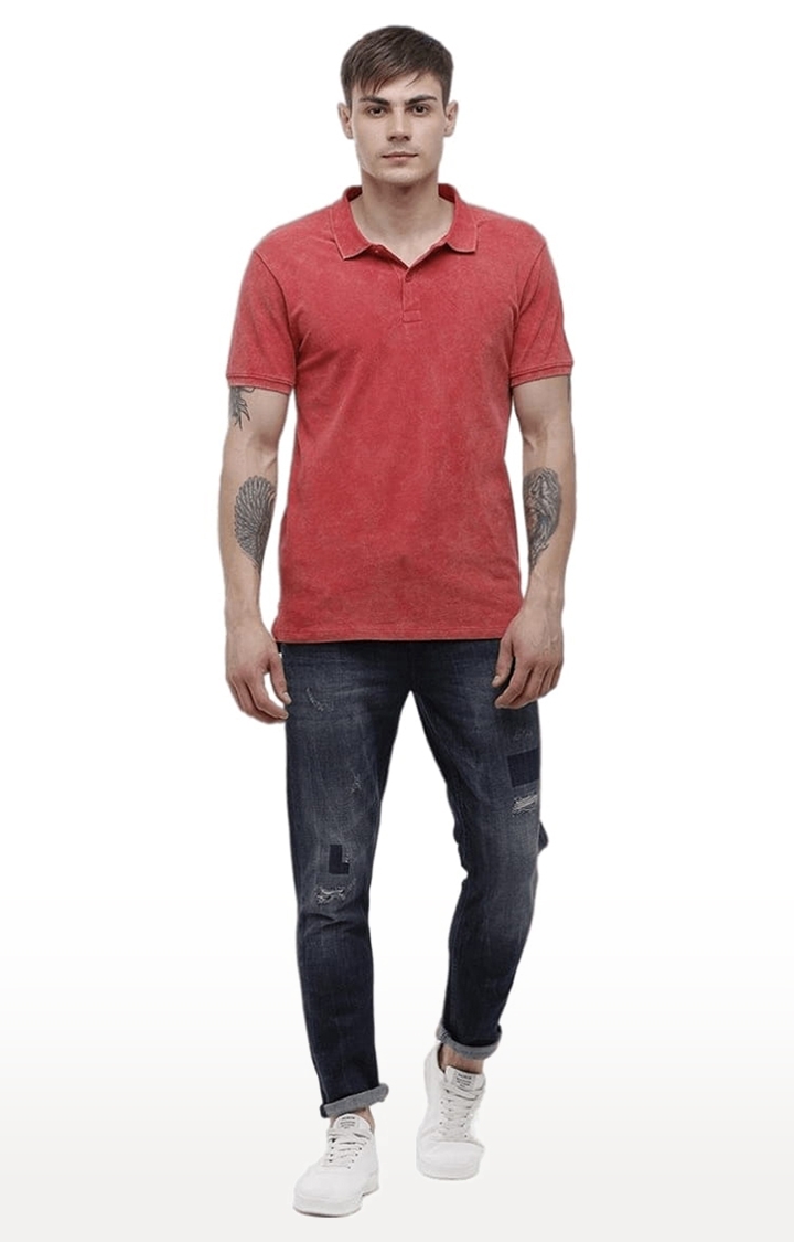 Voi Jeans | Men's Red Cotton Solid Polos 1