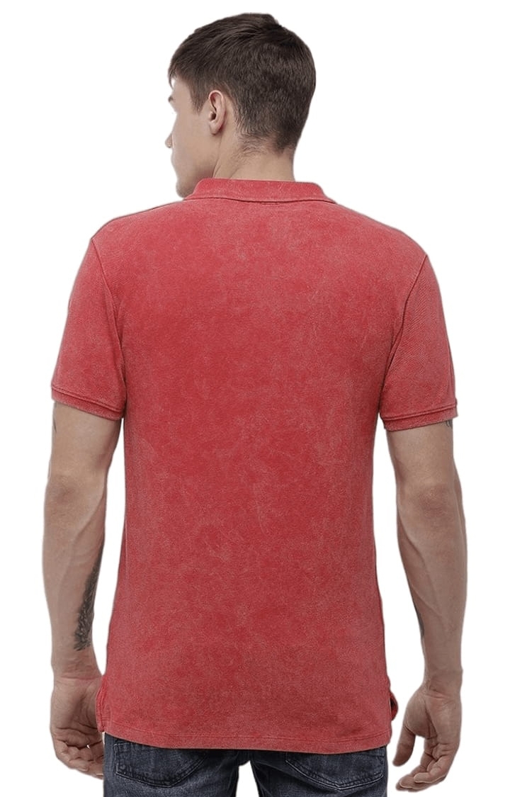 Voi Jeans | Men's Red Cotton Solid Polos 3