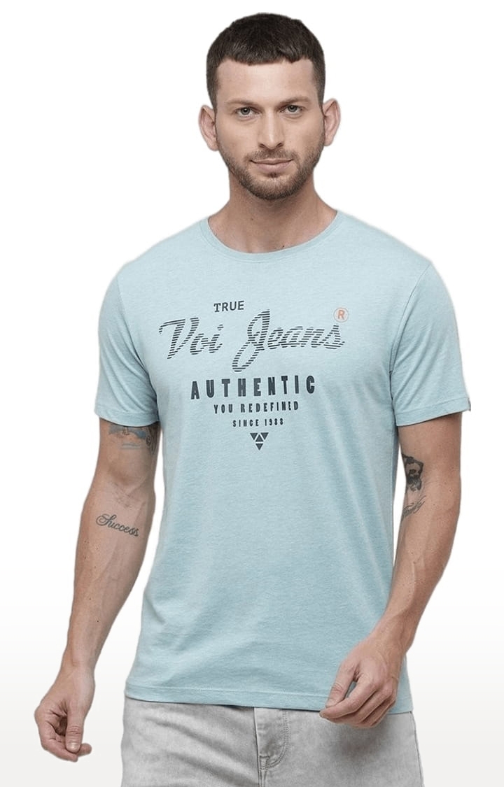 Voi Jeans | Men's Light blue Polycotton Typographic T-Shirt 0