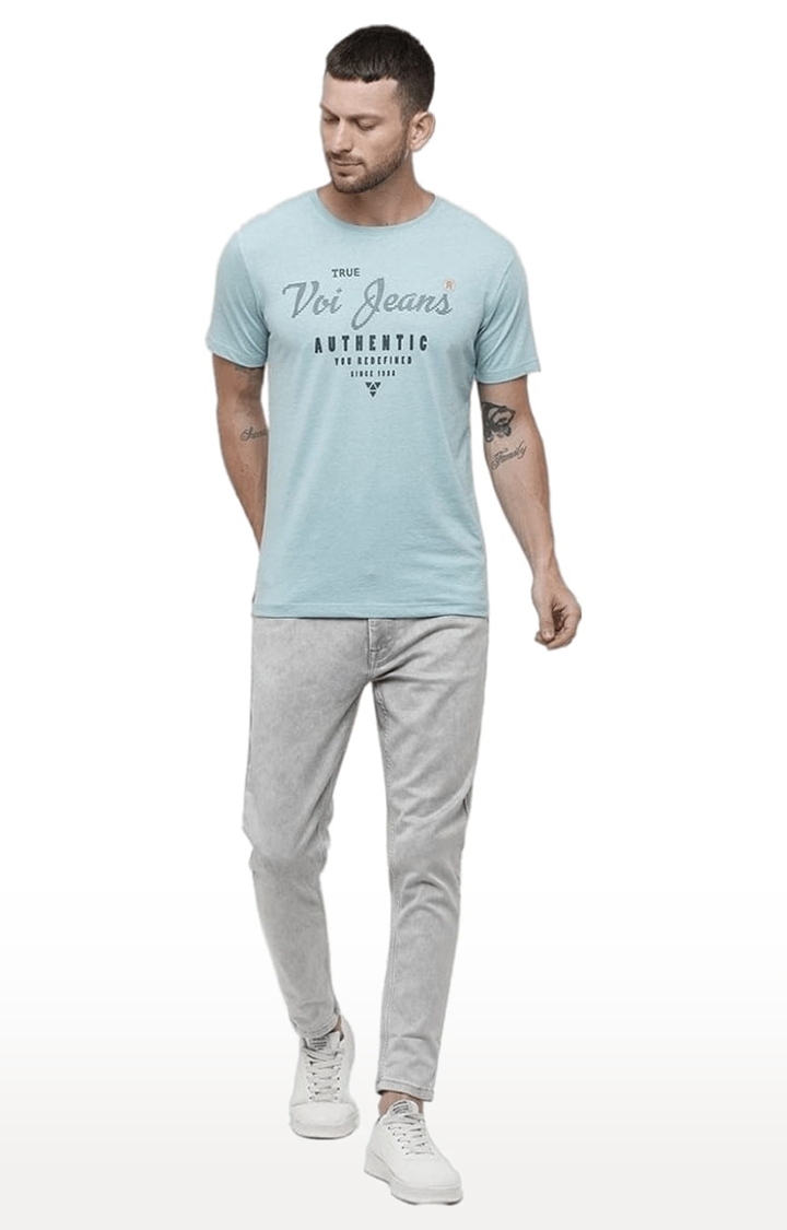 Voi Jeans | Men's Light blue Polycotton Typographic T-Shirt 1
