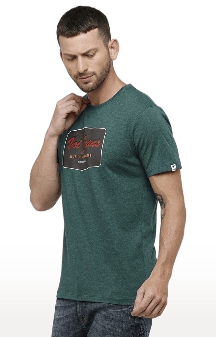 Voi Jeans | Men's Green Polycotton Typographic T-Shirt 2