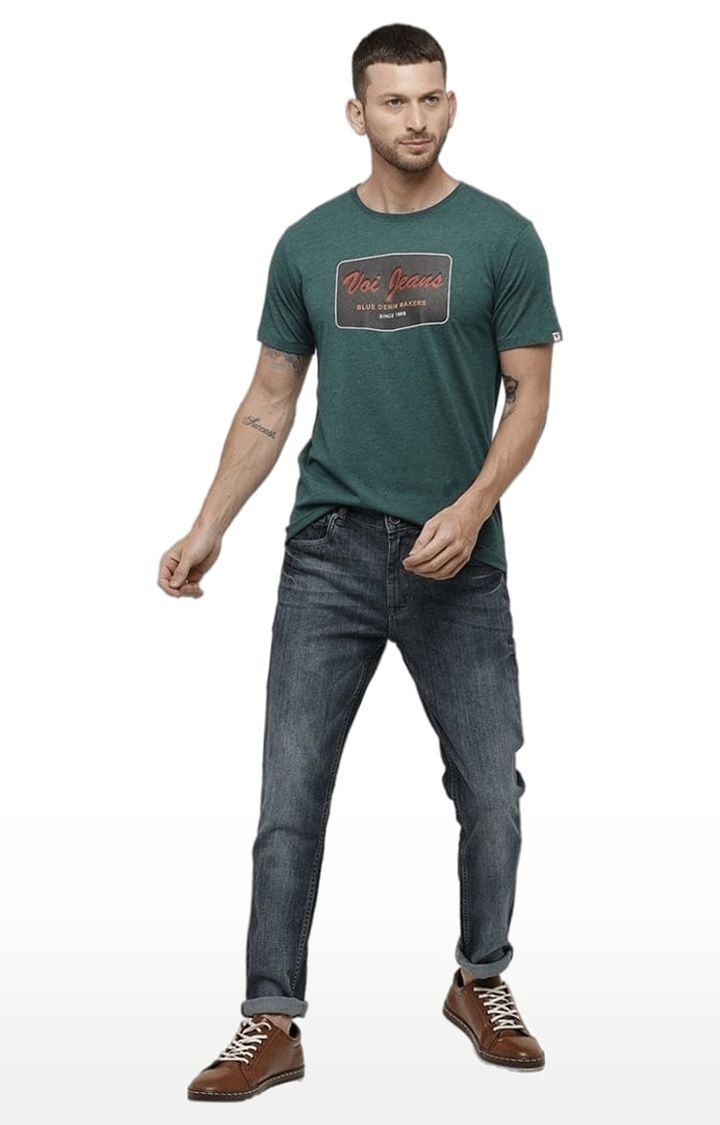 Voi Jeans | Men's Green Polycotton Typographic T-Shirt 1
