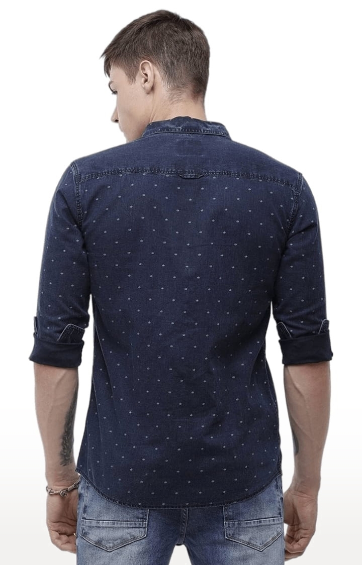 Voi Jeans | Men's Navy Blue Cotton Polka Dots Casual Shirt 3