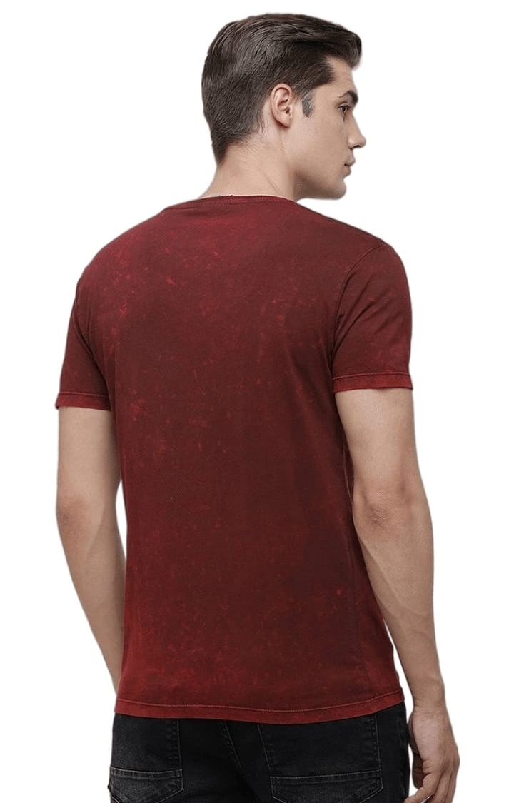 Voi Jeans | Men's Maroon Cotton Graphic Printed T-Shirt 3