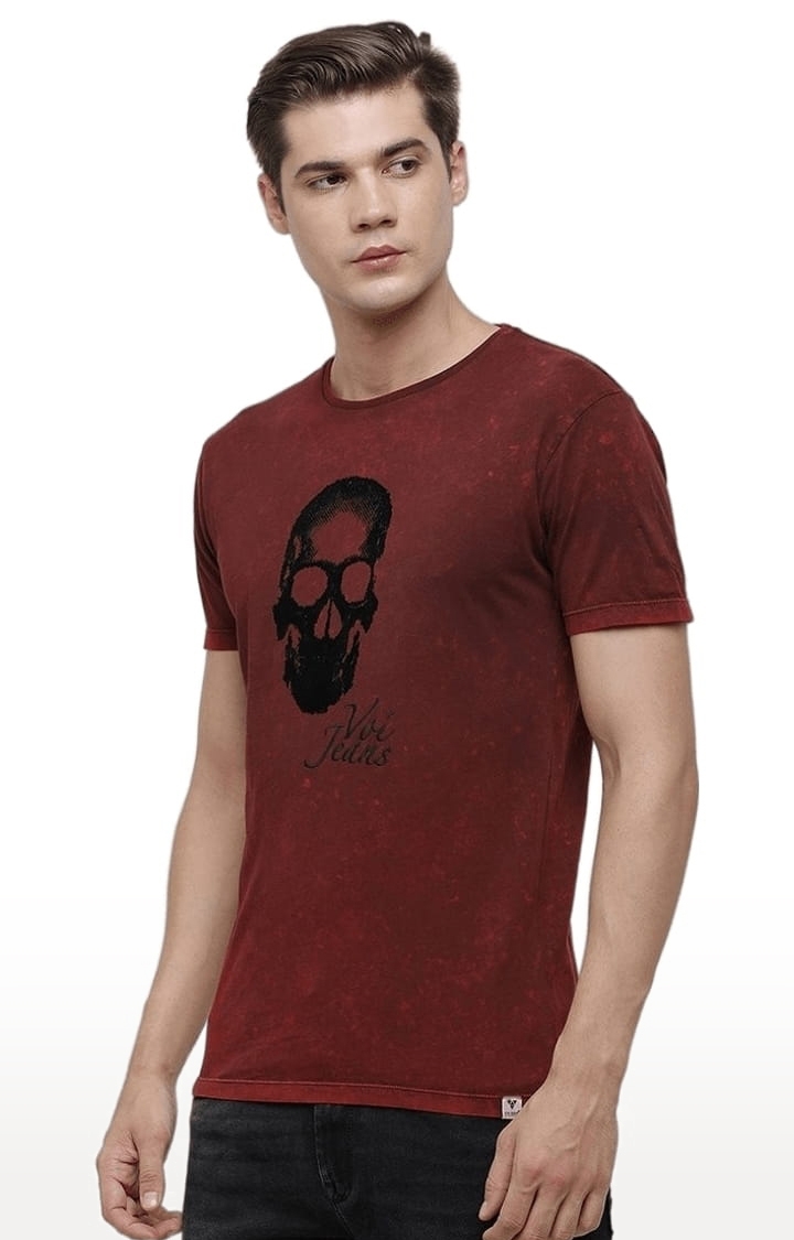 Voi Jeans | Men's Maroon Cotton Graphic Printed T-Shirt 2