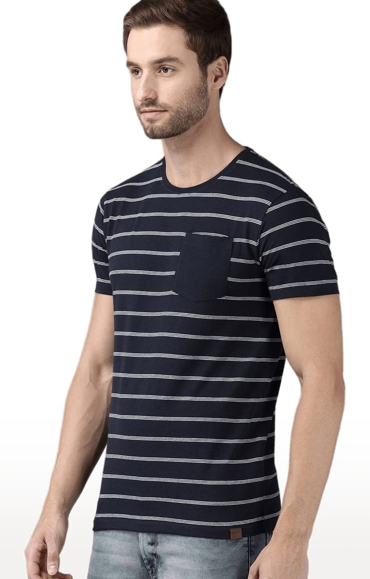 Voi Jeans | Men's Blue Cotton Striped T-Shirt 2