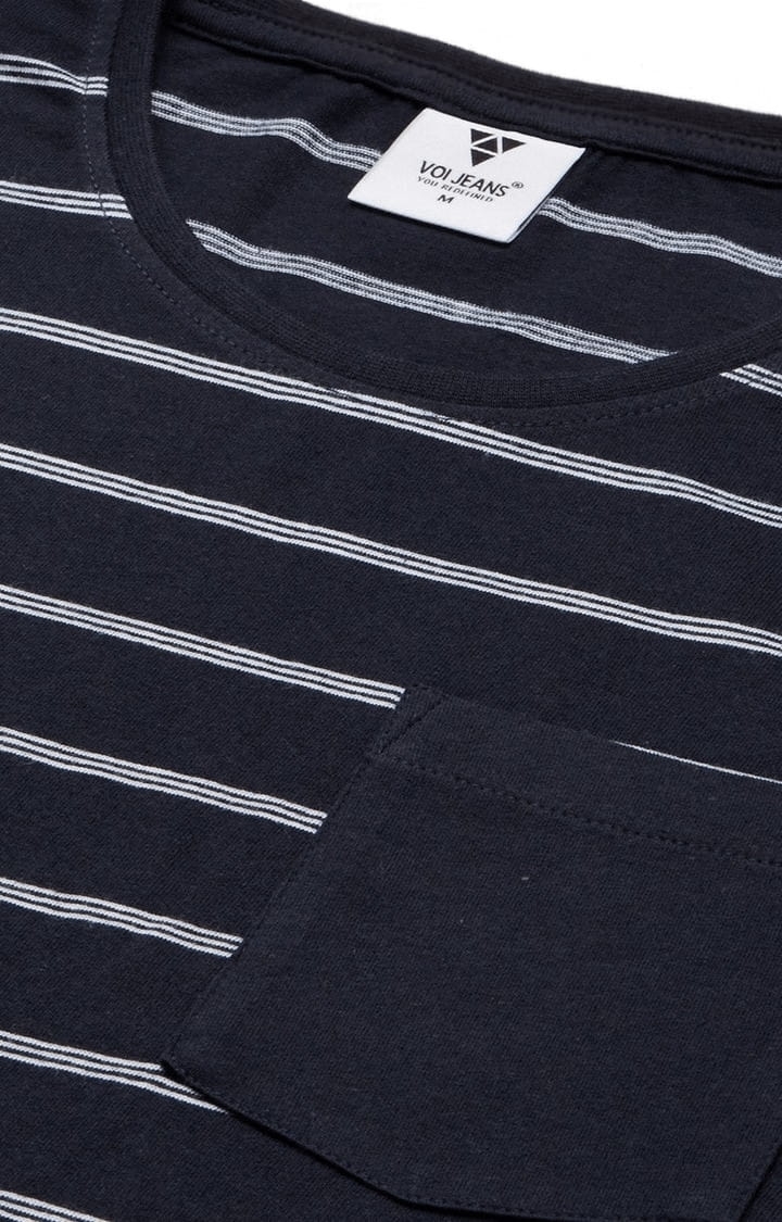Voi Jeans | Men's Blue Cotton Striped T-Shirt 5