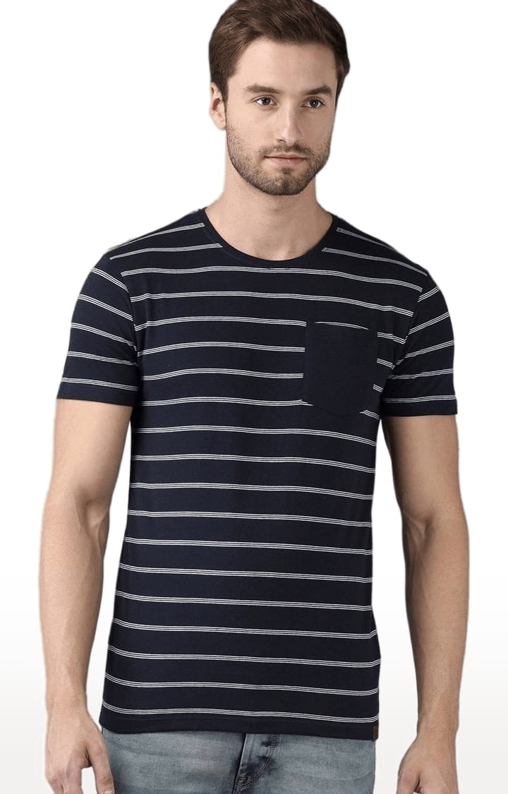 Voi Jeans | Men's Blue Cotton Striped T-Shirt 0