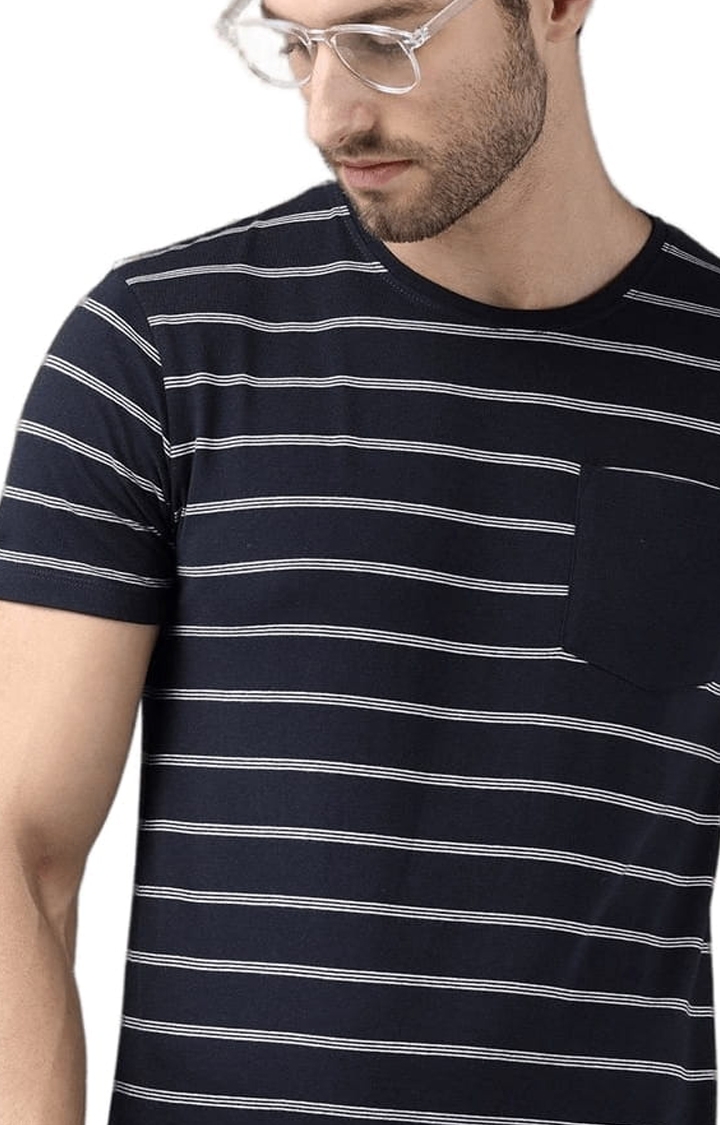Voi Jeans | Men's Blue Cotton Striped T-Shirt 4