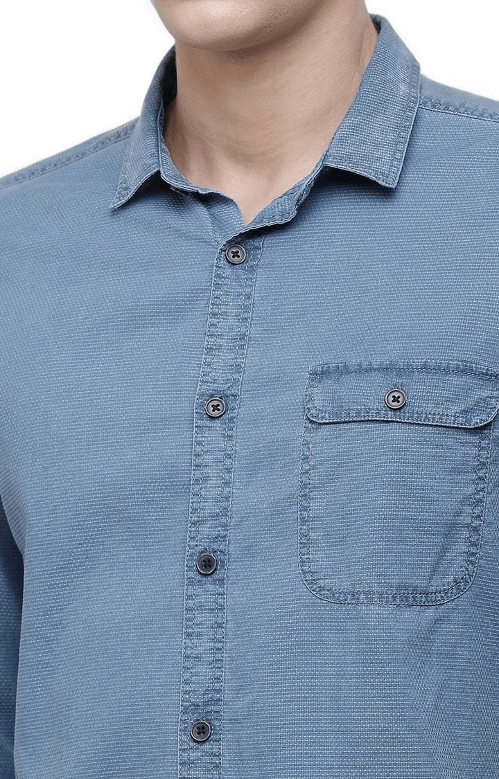 Voi Jeans | Men's Blue Cotton Solid Casual Shirt 3