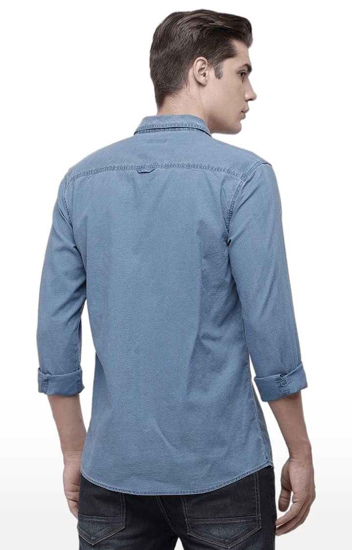 Voi Jeans | Men's Blue Cotton Solid Casual Shirt 2