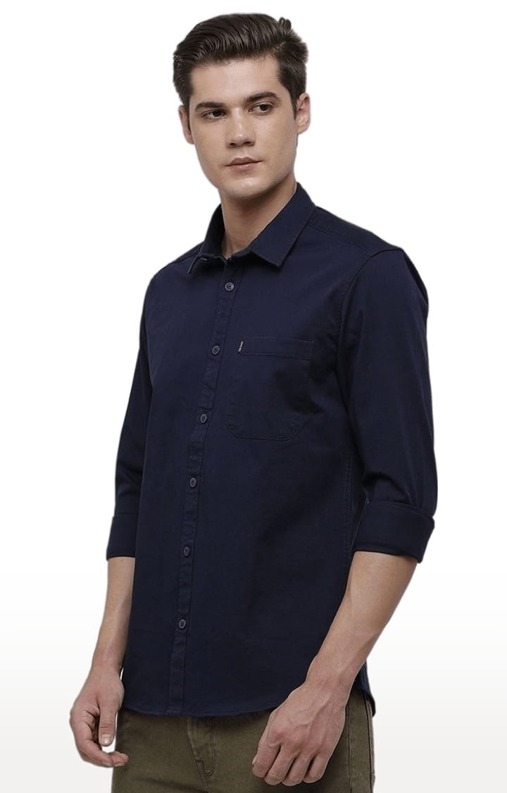 Voi Jeans | Men's Navy Blue Cotton Solid Casual Shirt 2