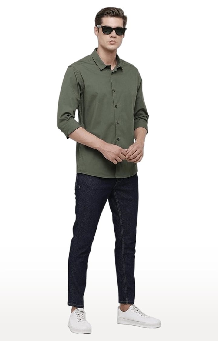 Voi Jeans | Men's Green Cotton Solid Casual Shirt 1