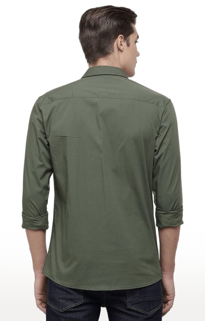 Voi Jeans | Men's Green Cotton Solid Casual Shirt 3