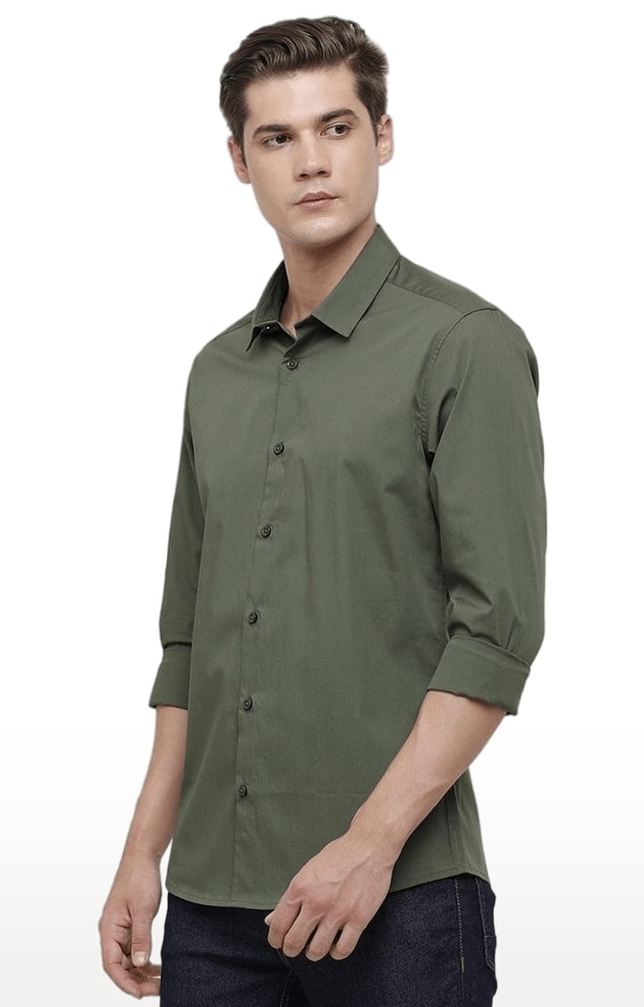 Voi Jeans | Men's Green Cotton Solid Casual Shirt 2