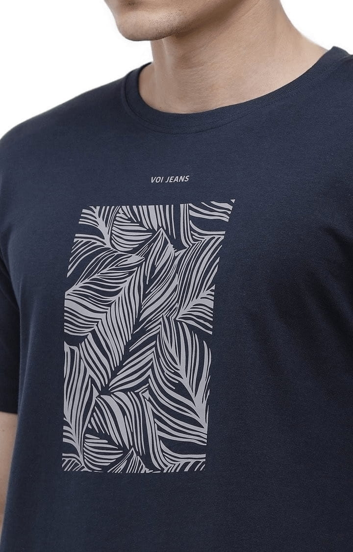 Voi Jeans | Men's Navy Blue Cotton Printed T-Shirt 4