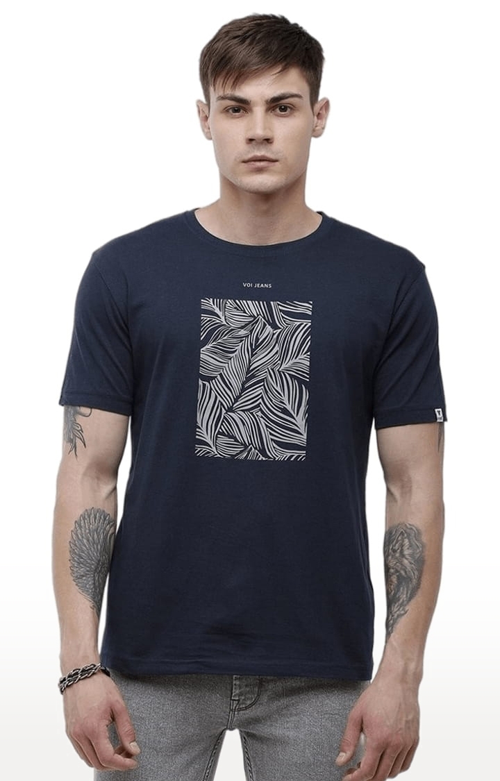 Voi Jeans | Men's Navy Blue Cotton Printed T-Shirt 0