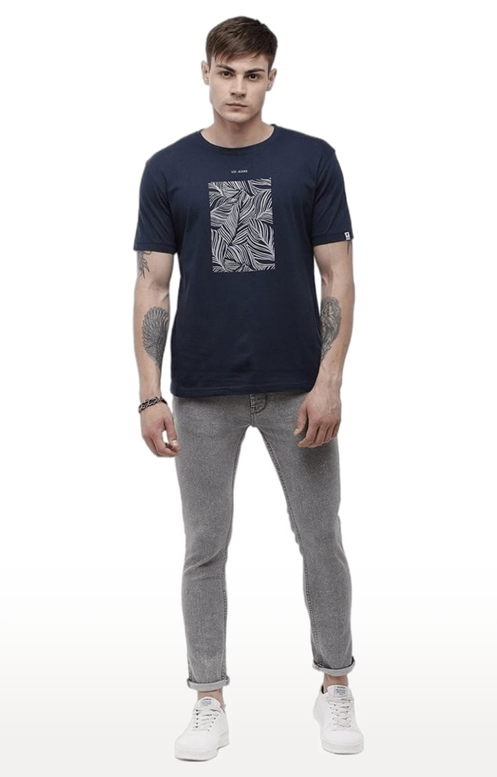 Voi Jeans | Men's Navy Blue Cotton Printed T-Shirt 1