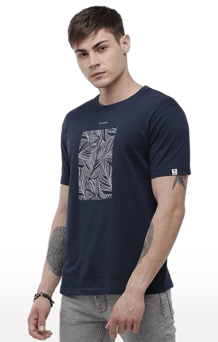 Voi Jeans | Men's Navy Blue Cotton Printed T-Shirt 2