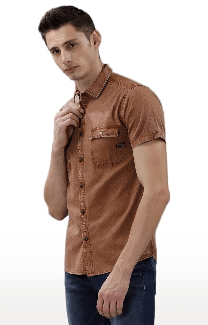 Voi Jeans | Men's Taupe Cotton Solid Casual Shirt 2