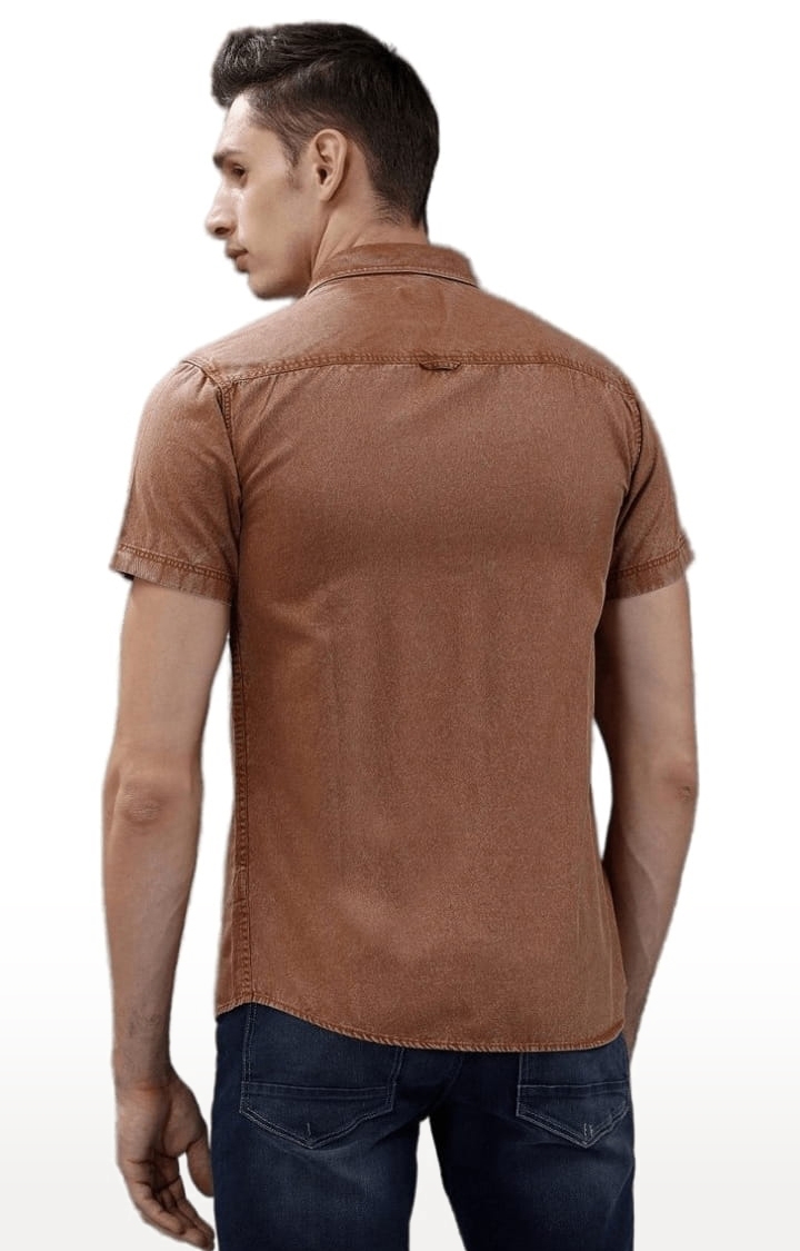 Voi Jeans | Men's Taupe Cotton Solid Casual Shirt 3
