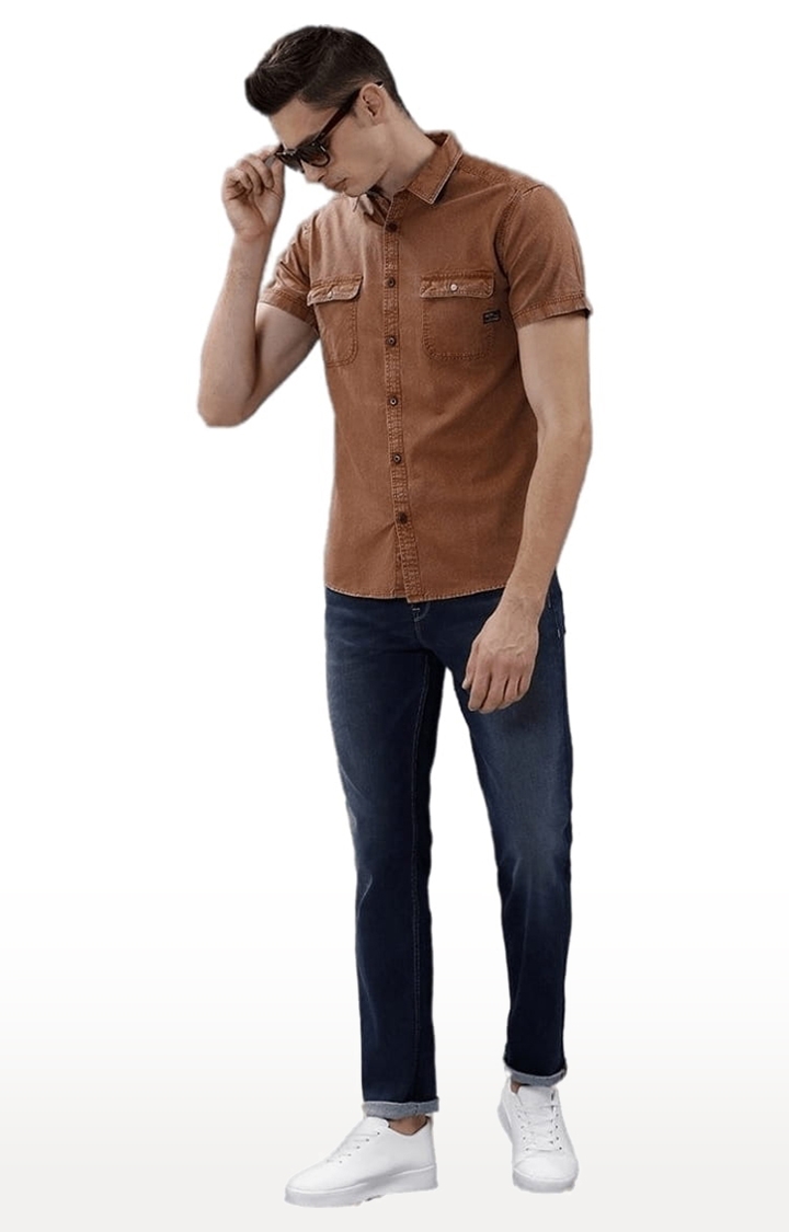 Voi Jeans | Men's Taupe Cotton Solid Casual Shirt 1