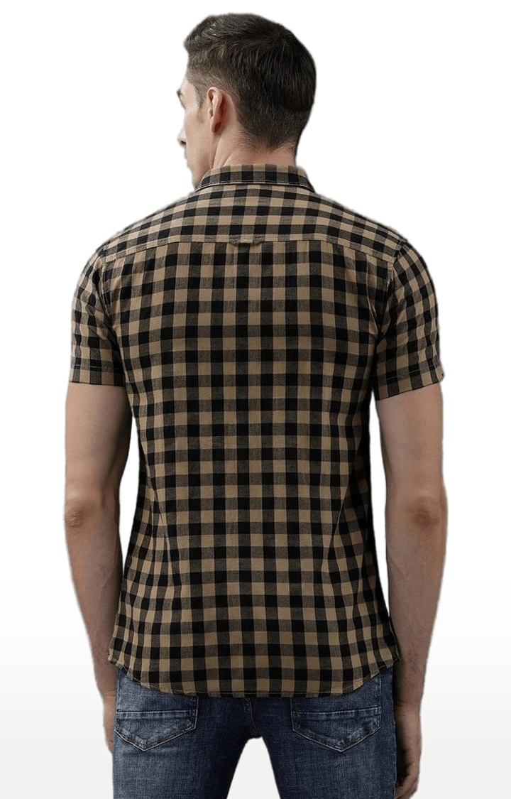 Voi Jeans | Men's Khaki Cotton Checkered Casual Shirt 3