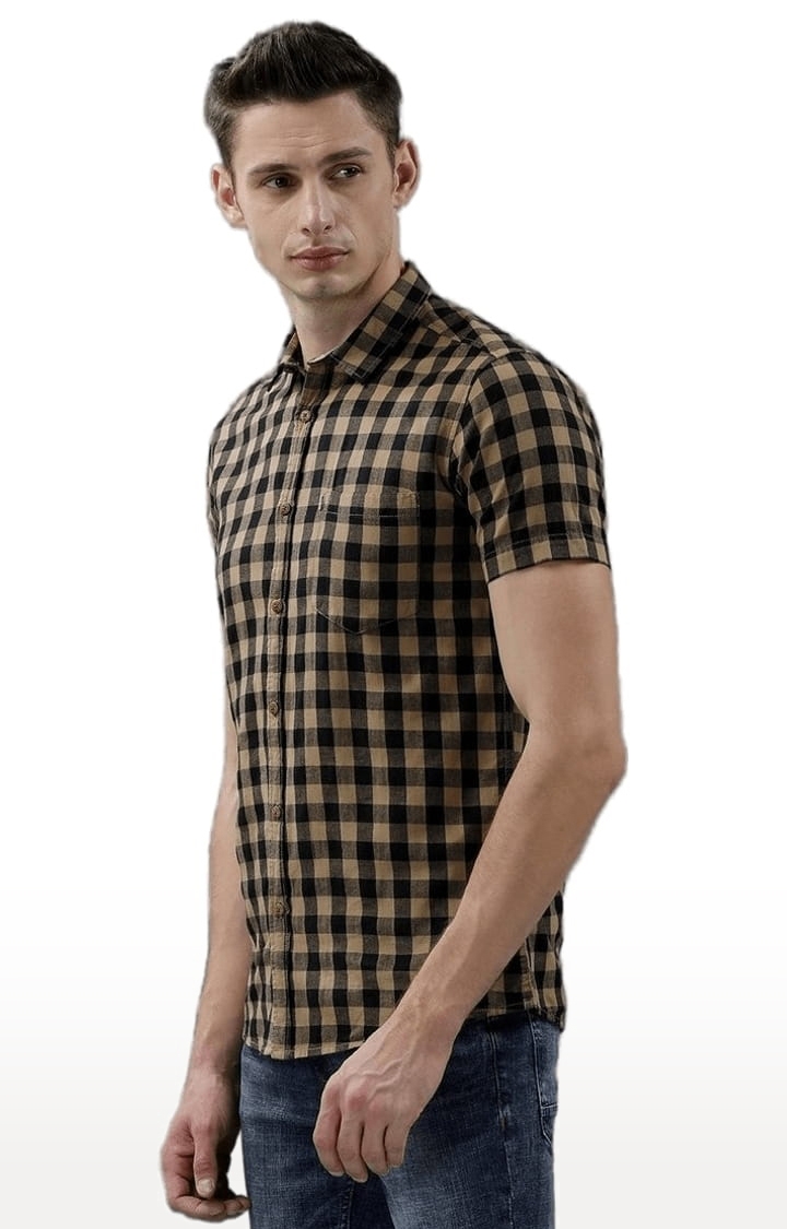 Voi Jeans | Men's Khaki Cotton Checkered Casual Shirt 2