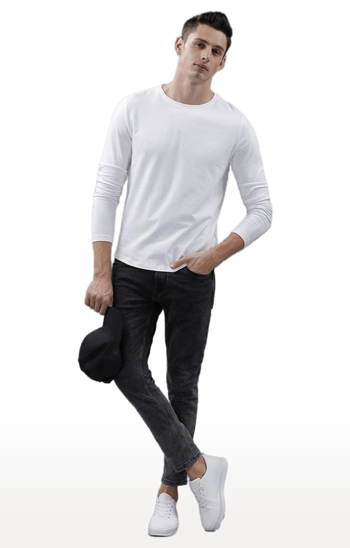 Voi Jeans | Men's White Cotton Solid T-Shirt 1
