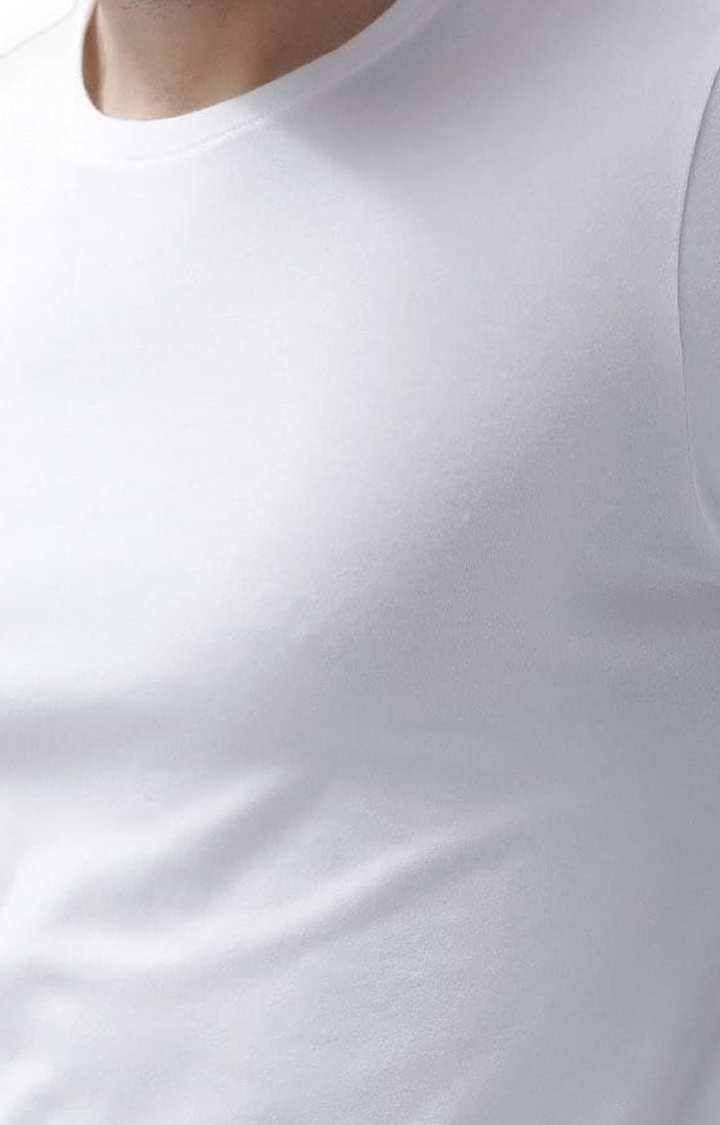 Voi Jeans | Men's White Cotton Solid T-Shirt 4