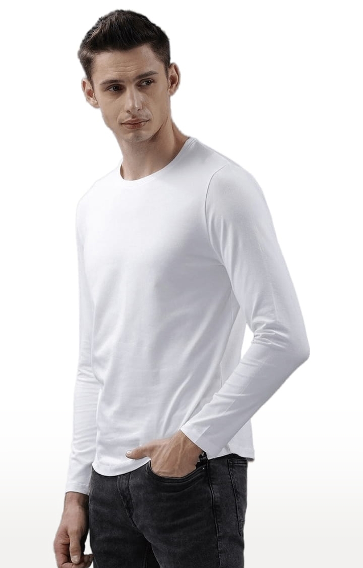 Voi Jeans | Men's White Cotton Solid T-Shirt 2