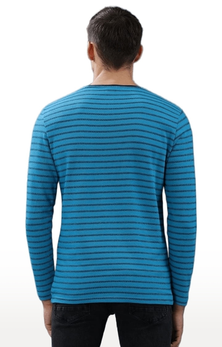 Voi Jeans | Men's Blue Cotton Striped T-Shirt 3