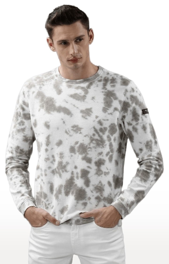 Men's White Cotton Tie Dye SweatShirt
