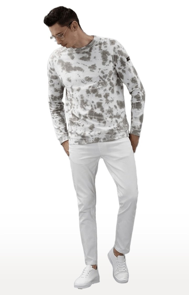 Men's White Cotton Tie Dye SweatShirt