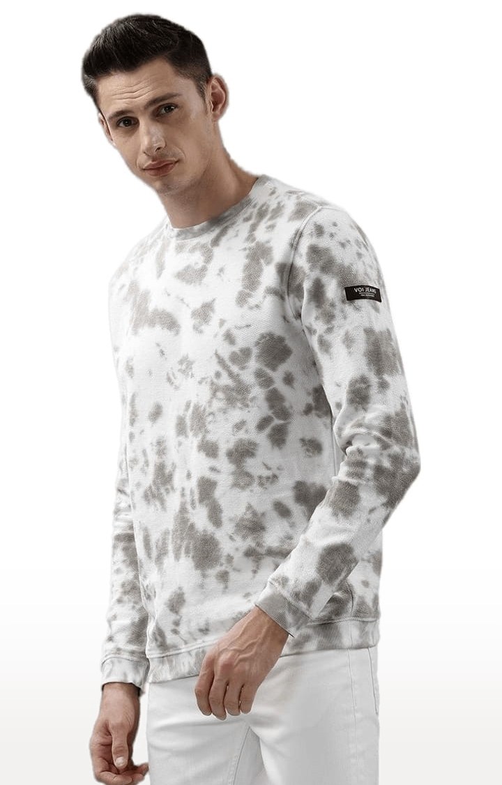 Men's White Cotton Tie Dye SweatShirt