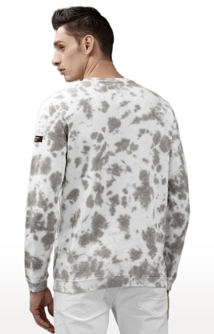 Men's White Cotton Tie Dye SweatShirt