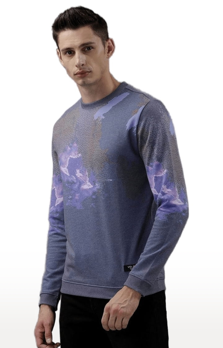 Voi Jeans | Men's Lavender & Blue Polyester Printed SweatShirt 2
