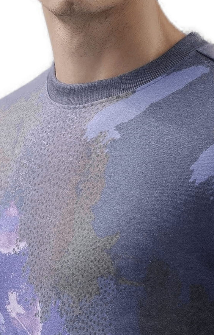 Voi Jeans | Men's Lavender & Blue Polyester Printed SweatShirt 4