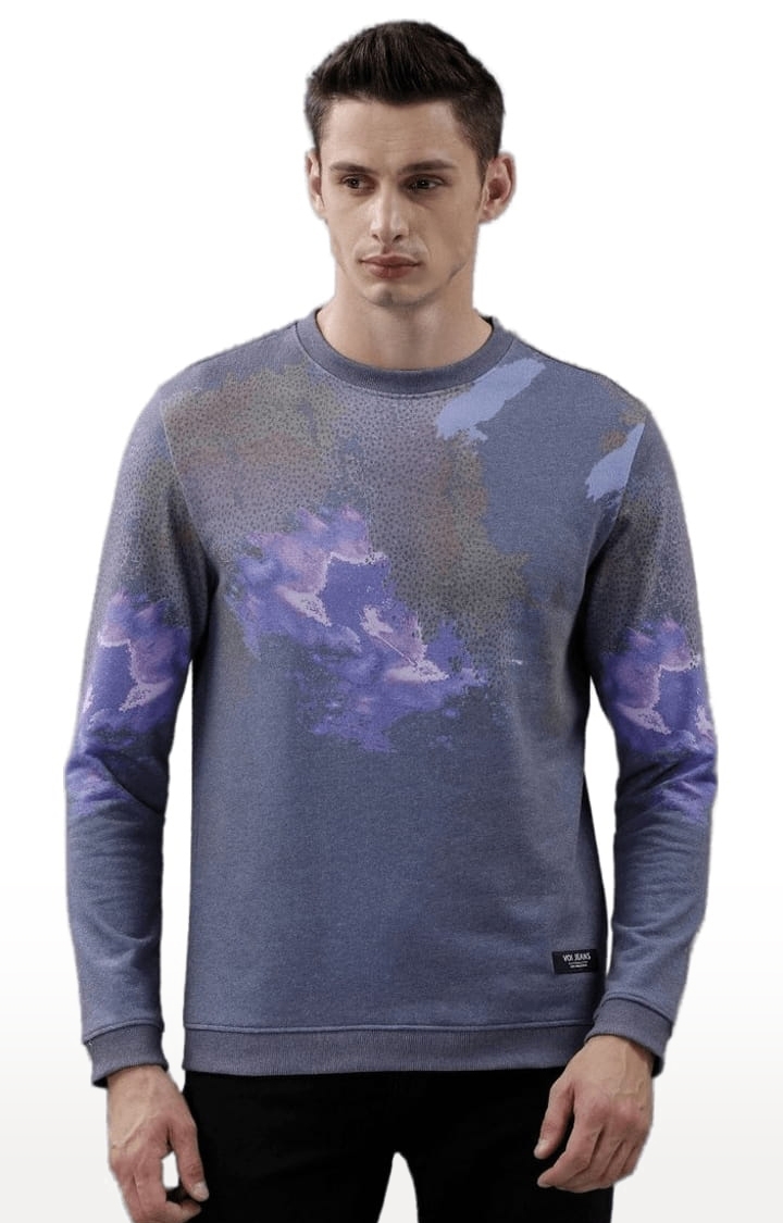 Voi Jeans | Men's Lavender & Blue Polyester Printed SweatShirt 0