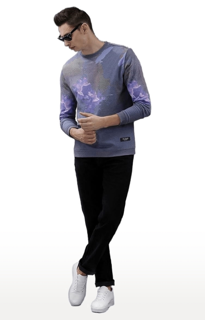 Voi Jeans | Men's Lavender & Blue Polyester Printed SweatShirt 1