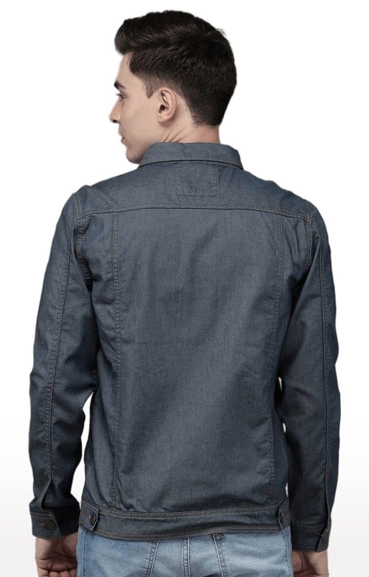 Voi Jeans | Men's Blue Cotton Solid Denim Jacket 3