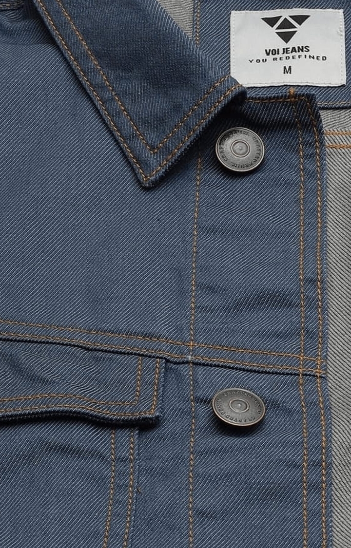 Voi Jeans | Men's Blue Cotton Solid Denim Jacket 5