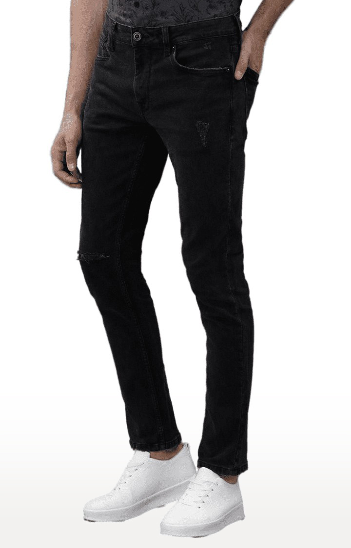 Men's Black Denim Tapered Jeans